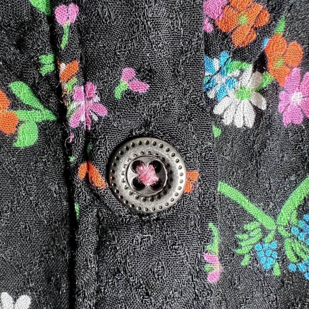 Anthropologie Maeve Avignon Button‎ Down Blouse Blouse Small Black Floral Rayon - Picture 4 of 11